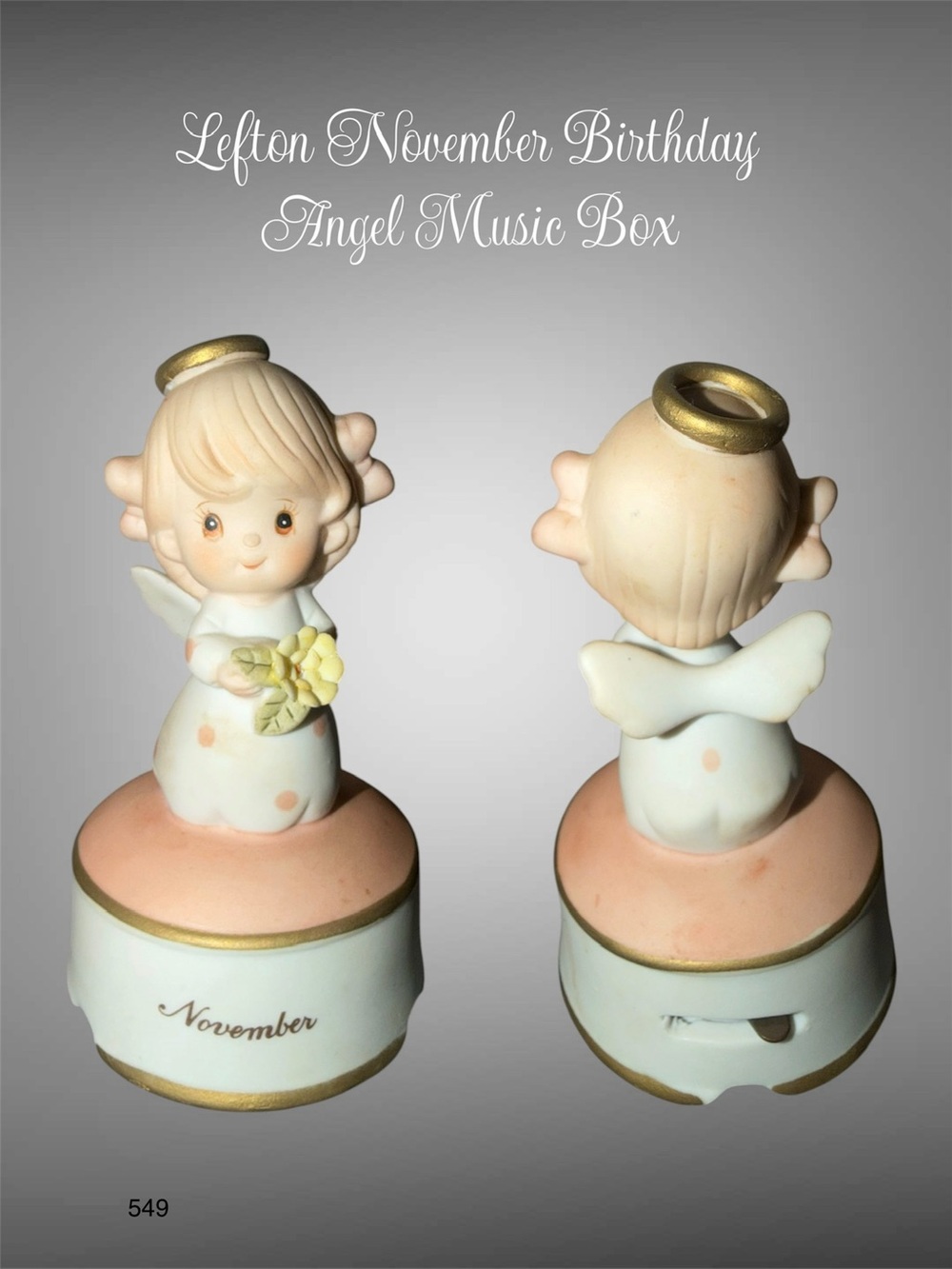 Vintage Geo. Z. Lefton November Birthday Angel Music Box